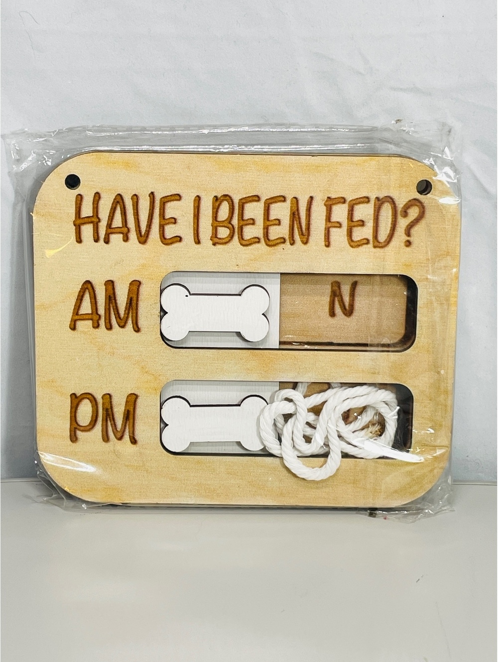Wooden Pet Feeding Reminder Board - Have I Been Fed? AM/PM